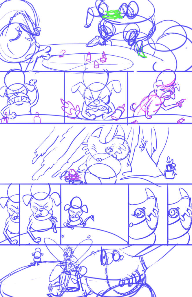 Digitally lined comic page