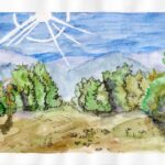 A painting of a clearing in a National Cedar Forest in Southern France.